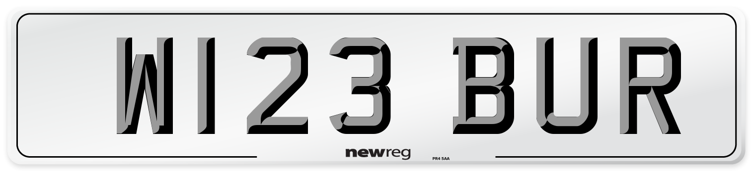 W123 BUR Number Plate from New Reg